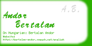 andor bertalan business card